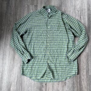 Mens LACOSTE plaid button down shirt green size 42 / Large pocket